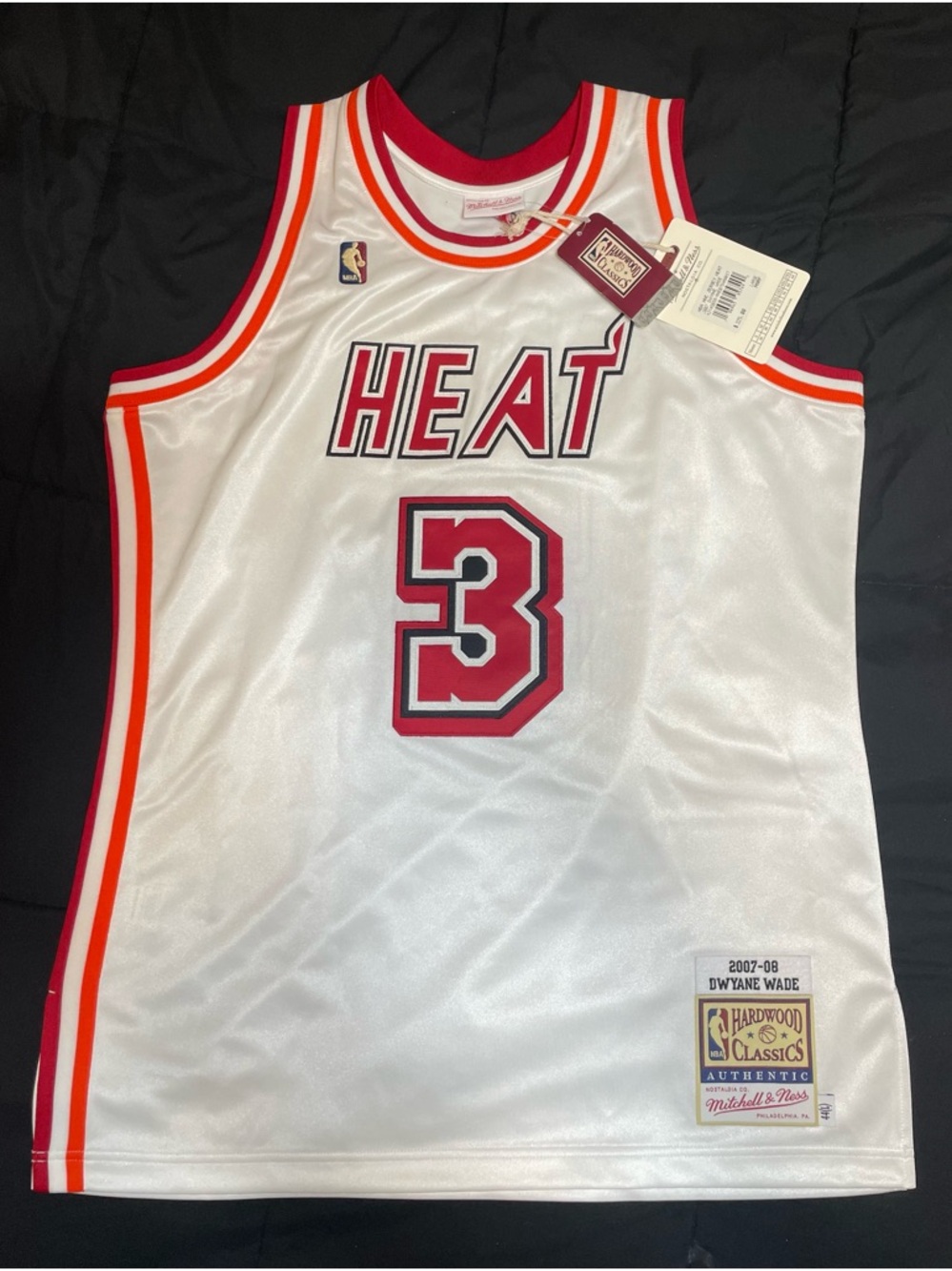 Authentic Dwyane Wade #3 Mitchell & Ness 2007 Miami Heat Throwback Jersey 44 LG